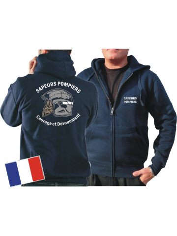 Chaqueta con capucha (azul marino/bleu marine) Sapeurs Pompiers Casque - Courage et Dévouement - marque blanc
