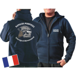 Kapuzenjacke (navy/bleu marine) Sapeurs Pompiers Casque - Courage et Dévouement - marque blanc
