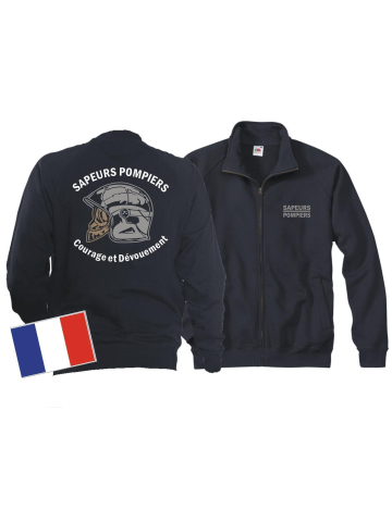Giacca di sudore (blu navy/bleu marine) Sapeurs Pompiers Casque - Courage et Dévouement - neutre