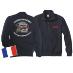 Giacca di sudore (blu navy/bleu marine) Sapeurs Pompiers Casque - Courage et Dévouement - marque rouge