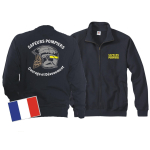 Giacca di sudore (blu navy/bleu marine) Sapeurs Pompiers Casque - Courage et Dévouement - marque jaune