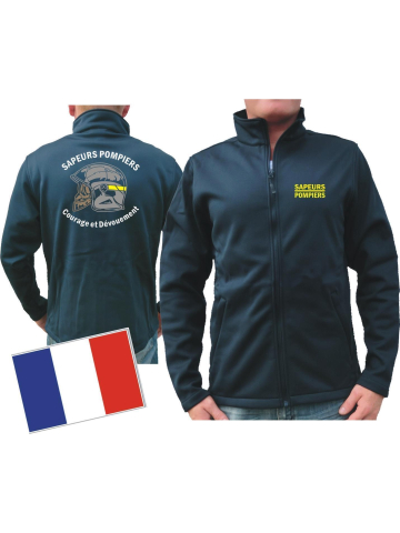 SmartSoftshelljacke (azul marino/bleu marine) Sapeurs Pompiers Casque - Courage et Dévouement - marque jaune