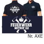 Polo navy, FEUERWEHR NOTRUF 112 with axes, in white