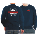 Sweat navy, FEUERWEHR NOTRUF 112 mit Äxten (weiß/rot)