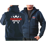 Giacca con cappuccio blu navy, FEUERWEHR NOTRUF 112 con assin (bianco/rosso)