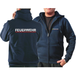 Veste à capuche marin, BaWü avec Stauferlöwe nach VwV, FEUERWEHR argent avec rouge Streifdans hinten