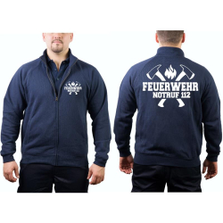 Veste de survêtement marin, FEUERWEHR NOTRUF 112...