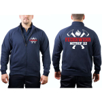 Sweat jacket navy, FEUERWEHR NOTRUF 112 with axes (white/red)
