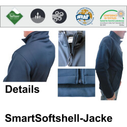 SmartSoftshelljacke navy, font "A" with place-name beidseitig