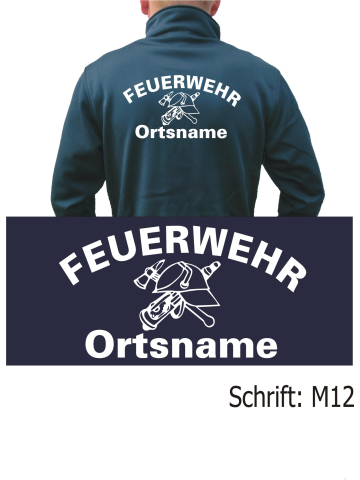 SmartSoftshelljacke navy, Schrift "M12" (DDR-FW-Helm)  mit Ortsname