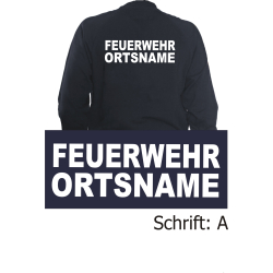 Sweat jacket navy, font "A" with place-name