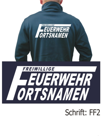 SmartSoftshelljacke navy, Schrift "FF2" (mit grossem "F") mit Ortsname