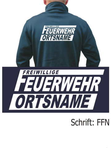 SmartSoftshelljacke navy, font "FFN" (FF kursiv) with place-name