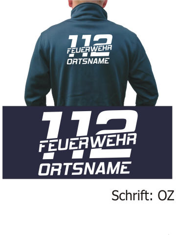 SmartSoftshelljacke navy, Schrift "OZ" (112 Feuerwehr) mit Ortsname