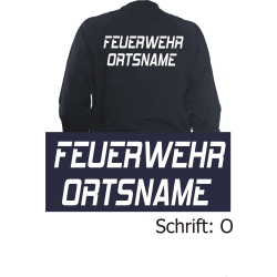 Sweat jacket navy, font "O" with place-name