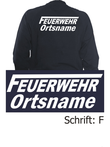 Sweat jacket navy, font "F" with place-name