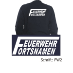 Sweat jacket navy, font "FW2" with place-name