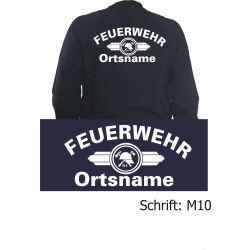 Sweat jacket navy, font "M10" (Vorbildliche Feuerwehr) with place-name