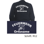 Sweatjacke navy, Schrift "M12" (DDR-FW-Helm) mit Ortsname