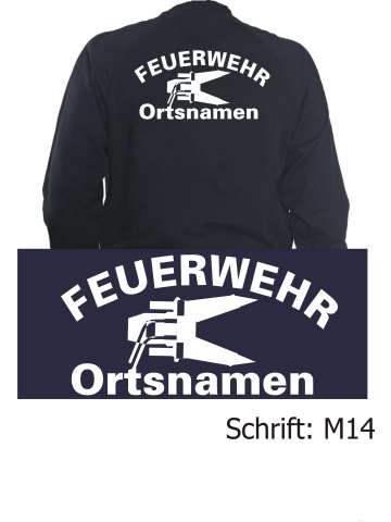 Sweat jacket navy, font "M14" (Spreizer) with place-name