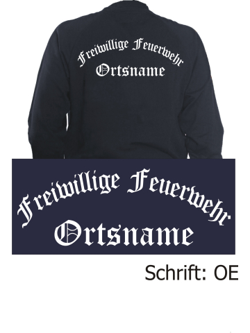 Sweatjacke navy, Schrift "OE" (altdeutsche Schrift) mit Ortsname