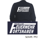Sweatjacke navy, Schrift "FF2" (mit grossem "F") mit Ortsname