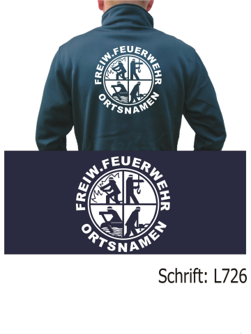 SmartSoftshelljacke navy with negativem Logo, FREIW. FEUERWEHR and place-name
