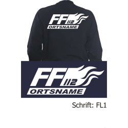 Sweat jacket navy, font "FL1" (with flames)...