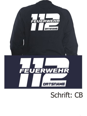 Sweat jacket navy, font "CB" (112 Feuerwehr) with place-name
