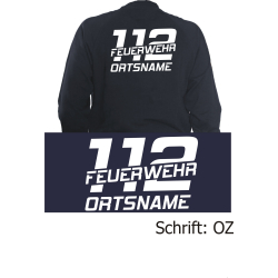 Sweat jacket navy, font "OZ" (112 FEUERWEHR) with place-name