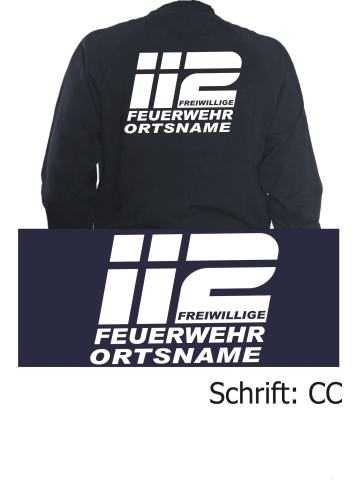 Sweat jacket navy, font "CC" (112 FF) with place-name