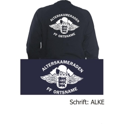 Sweatjacke navy, Alterskameraden Feuerwehr Baden-Württemberg mit Ortsnamen in weis