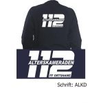 Chaqueta de sudor azul marino, Alterskameraden con ponga su nombre innerhalb einer "112" en blanco