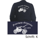 Sweat jacket navy, font "K" with place-name