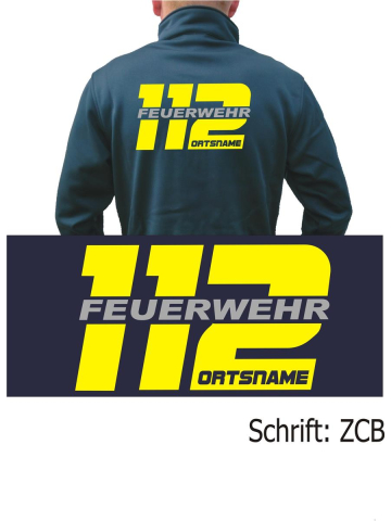 SmartSoftshelljacke navy, font "ZCB" mt place-name in neonyellow and silver