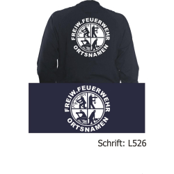 Sweat jacket navy with negativem Logo, FREIW. FEUERWEHR and place-name