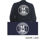 Chaqueta de sudor azul marino con Logo, FEUERWEHR y ponga su nombre en Doppelring