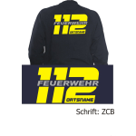 Sweat jacket navy, font "ZCB" with place-name, neonyellow and silver