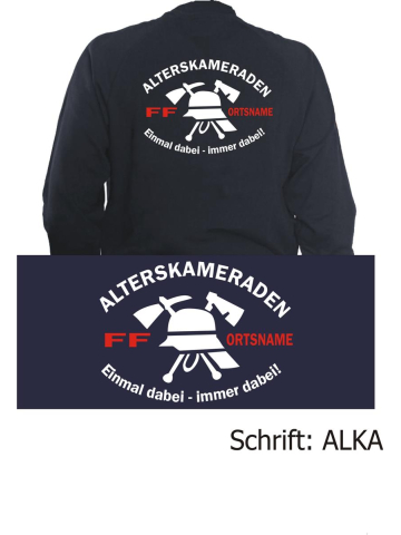 Veste de survêtement marin, Alterskameraddans avec nom de lieu "einmal dabei - immer dabei" (blanc/rouge)