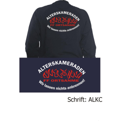 Veste de survêtement marin, Alterskameraddans avec nom de lieu "Wir lassdans nichts anbrennen" (blanc/rouge)