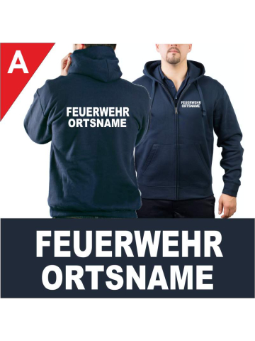 Hooded jacket navy, font "A" with own lettering