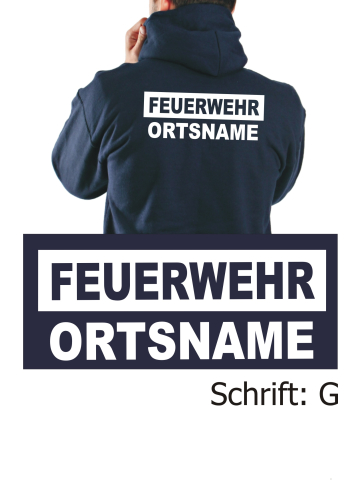 Hooded jacket navy, font "G" with place-name