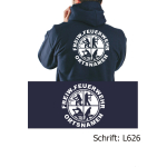 Hooded jacket navy, with negativem Logo, FREIW. FEUERWEHR and place-name