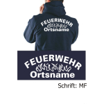 Veste à capuche marin, police de caractère "MF" (Flammes au milieu) avec nom de lieu