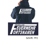 Hooded jacket navy, font "FF2" (with large "F") with place-name