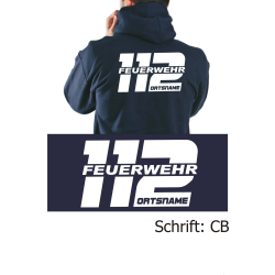 Veste à capuche marin, police de caractère "CB" (112 Feuerwehr) avec nom de lieu