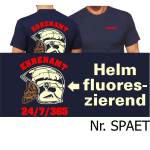 T-Shirt navy, MSA-Helm (fluoreszierend), EHRENAMT + 24/7/365 in rot