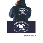 Hooded jacket navy, Alterskameraden with place-name "einmal dabei - immer dabei" (white/red)