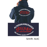 Hooded jacket navy, Alterskameraden with place-name "Wir lassen nichts anbrennen" (white/red)