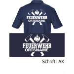 Funzionale-Polo blu navy, font "AX" con nome del luogo